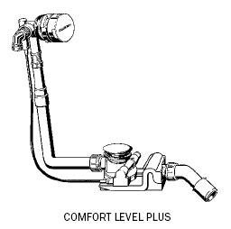 vaňový sifón napúšťací, vypúšťací s prepadom Comfort Level Plus predĺžený 4012