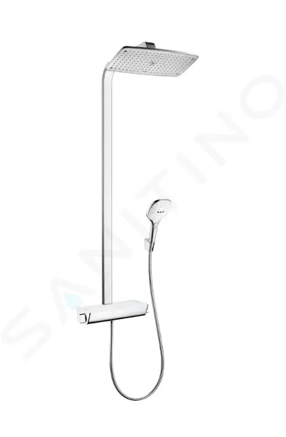 Sprchový set Showerpipe 360 s termostatom, EcoSmart 9 l/min, biela/chróm