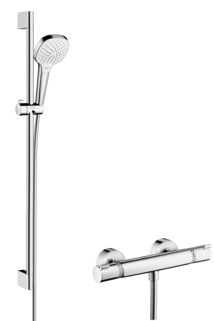 Sprchový set Vario s termostatom, 3 prúdy, sprchová tyč 900 mm, biela/chróm