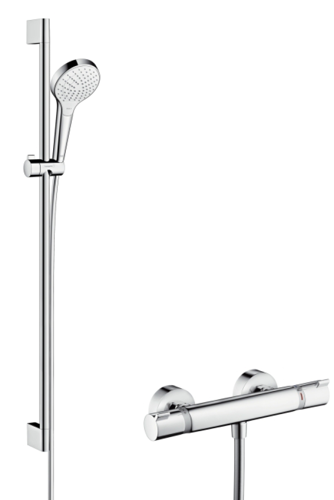 Sprchový set Vario s termostatom, 3 prúdy, sprchová tyč 900 mm, biela/chróm