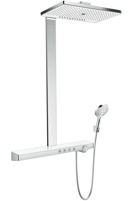 Sprchový set Showerpipe 460 s termostatom, 3 prúdy, EcoSmart 9 l/min, biela/chróm