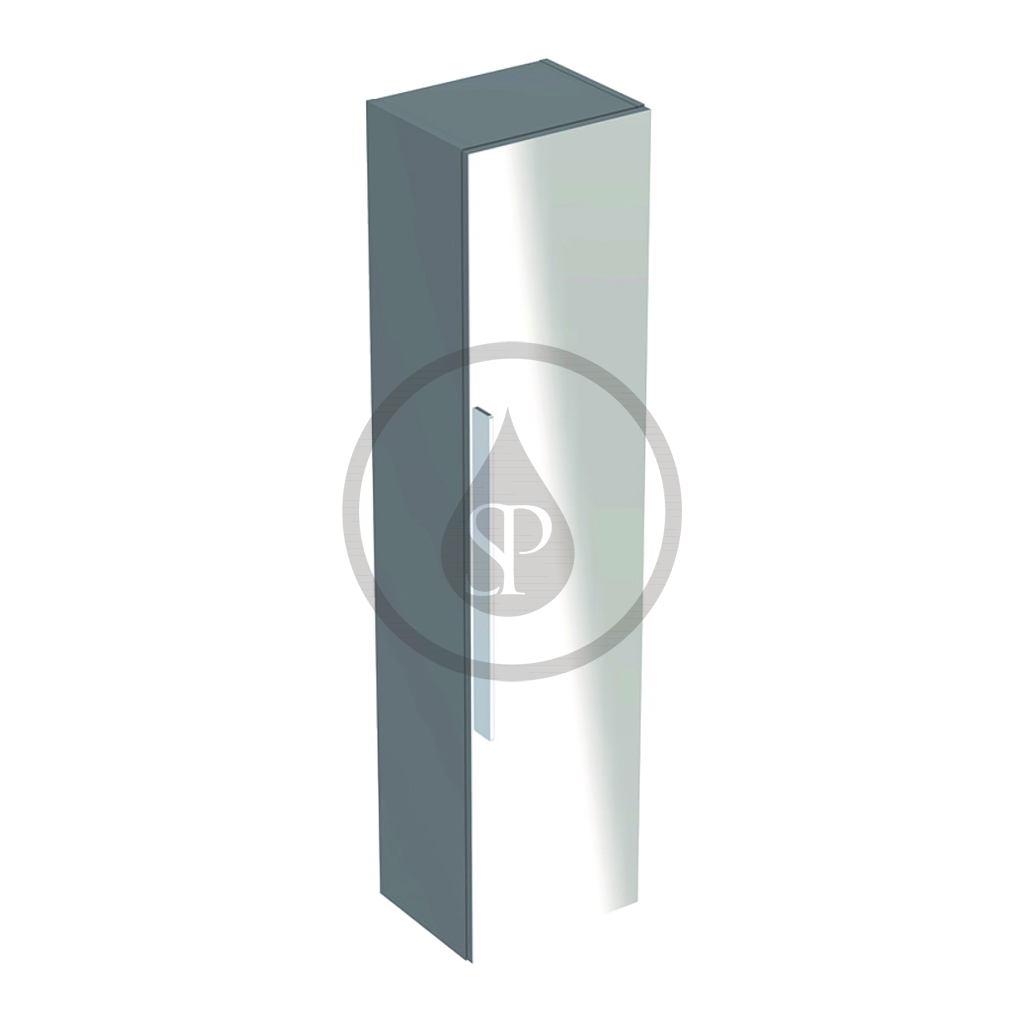 Vysoká skrinka s dvierkami a zrkadlom, 360x1500x309 mm, platinová lesklá