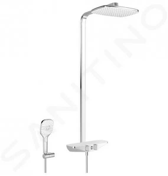 Sprchový set Wellfit s termostatom, 360x220 mm, biela/chróm