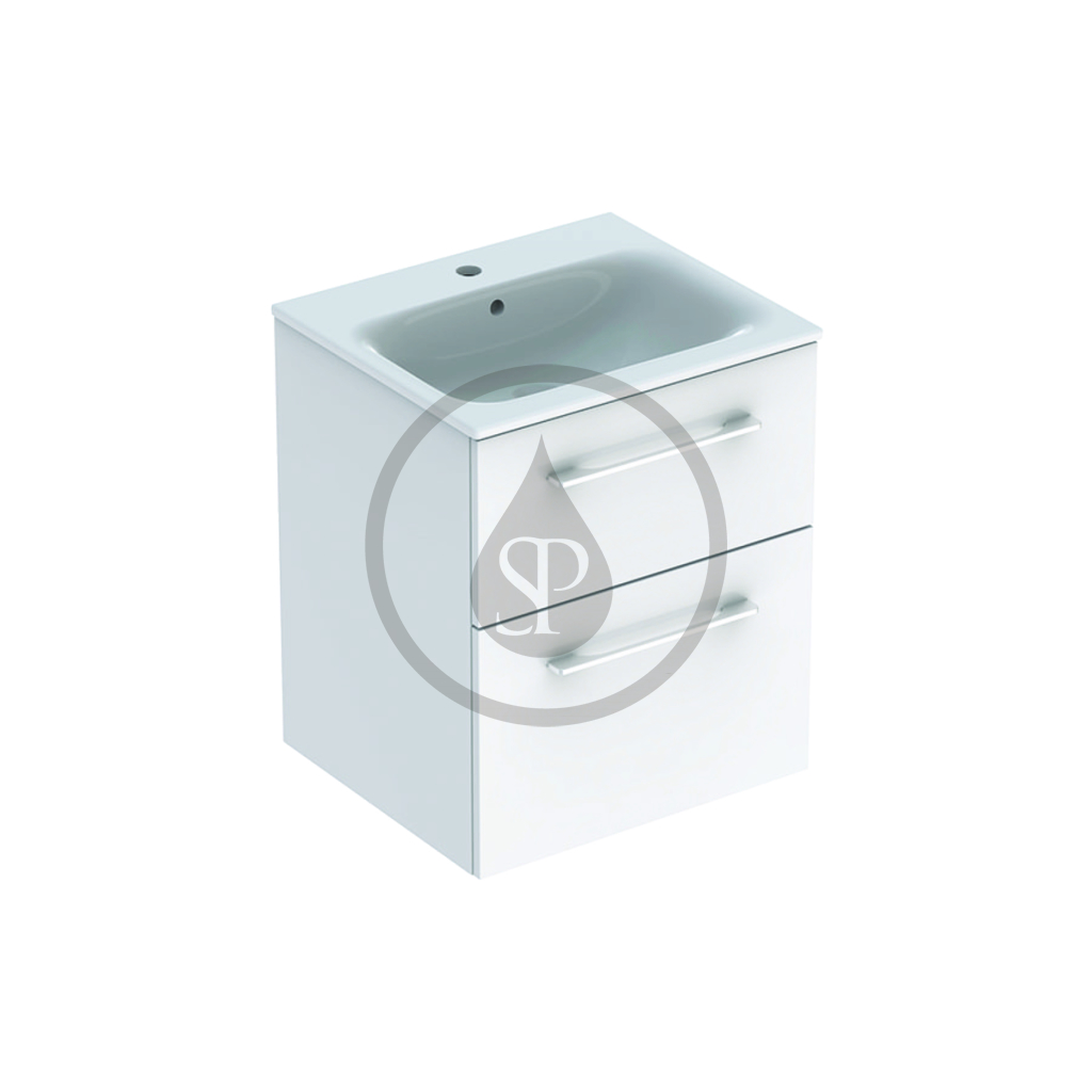 Umývadlová skrinka 635x538x480 mm, s umývadlom, 2 zásuvky, lesklá biela