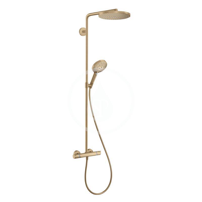 Sprchový set Showerpipe s termostatom, 3 prúdy, kefovaný bronz
