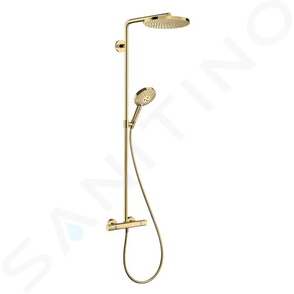 Sprchový set Showerpipe s termostatom, 3 prúdy, leštený vzhľad zlata