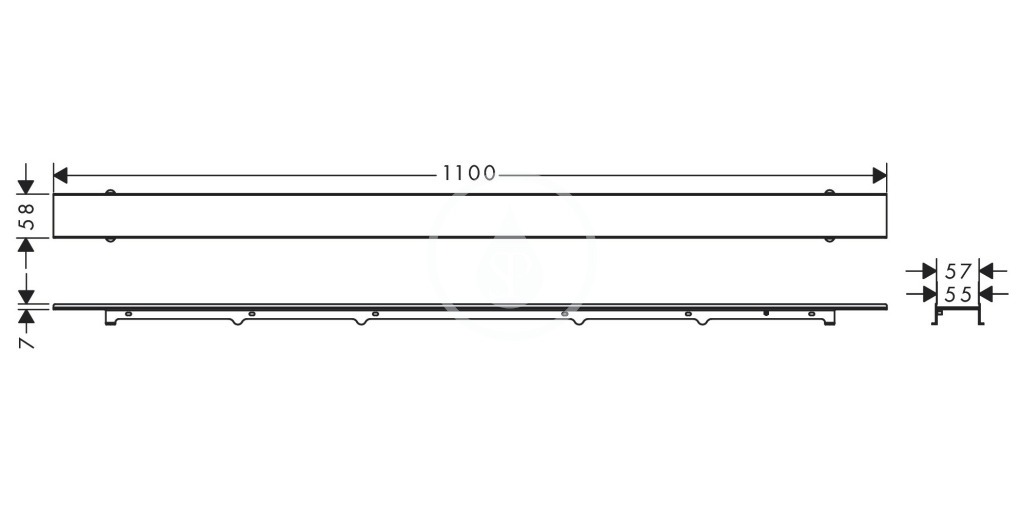 Lineárny sprchový žľab 900, s roštom na vloženie dlažby, nerezová