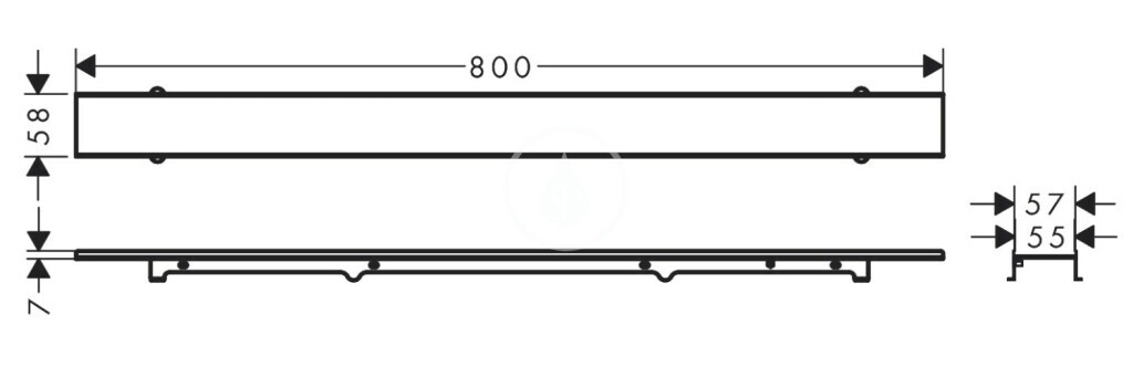Lineárny sprchový žľab 700, s roštom na vloženie dlažby, nerezová