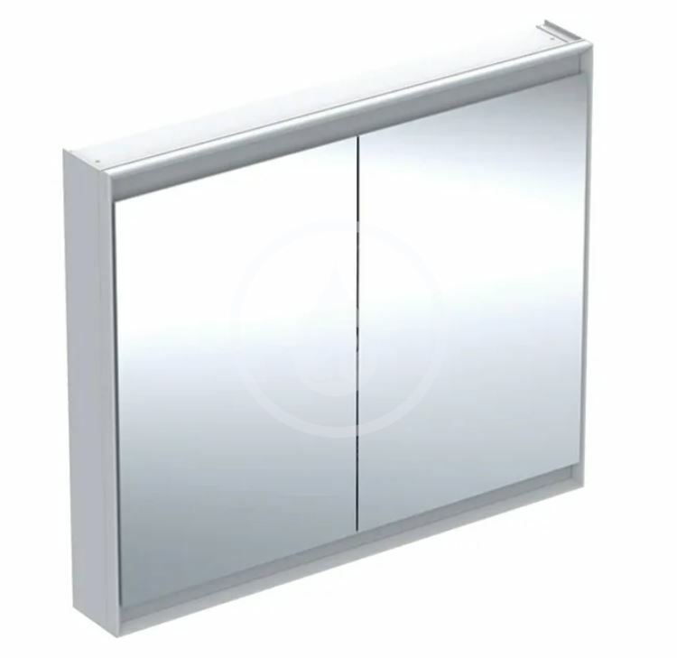 Zrkadlová skrinka s LED osvetlením, 1050x900x150 mm, 2 dvierka, biela