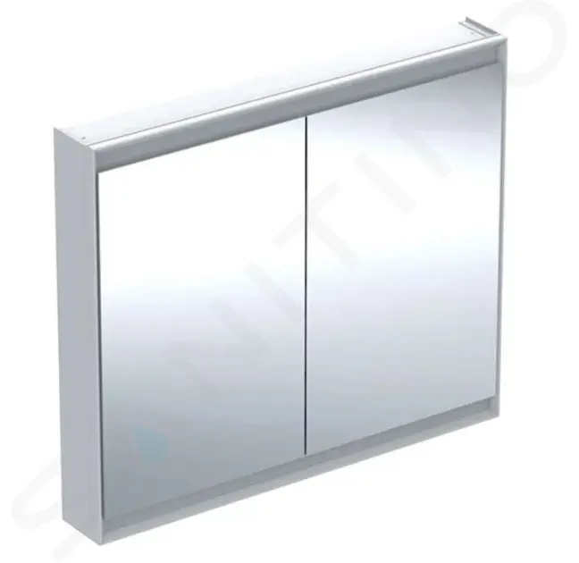 Zrkadlová skrinka s LED osvetlením, 1050x900x150 mm, 2 dvierka, hliník