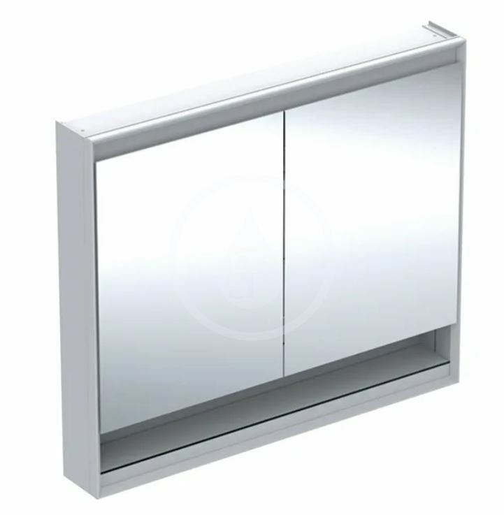 Zrkadlová skrinka s LED osvetlením, 1050x900x150 mm, 2 dvierka, s nikou, biela