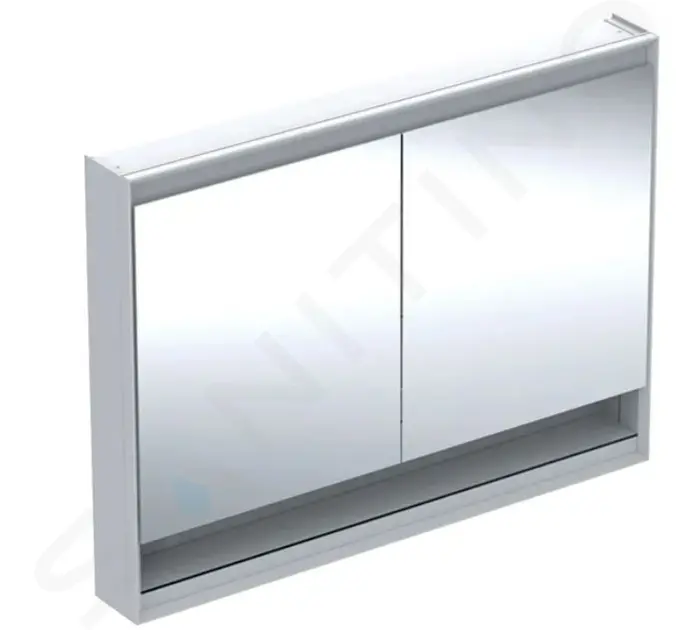 Zrkadlová skrinka s LED osvetlením, 1200x900x150 mm, 2 dvierka, s nikou, biela