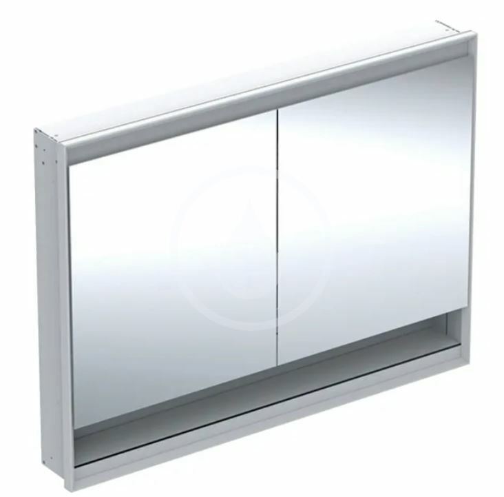 Zrkadlová skrinka s LED osvetlením, 1200x900x150 mm, 2 dvierka, s nikou, vstavaná, biela