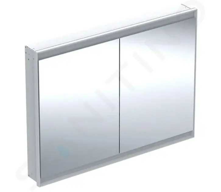 Zrkadlová skrinka s LED osvetlením, 1200x900x150 mm, 2 dvierka, vstavaná, hliník