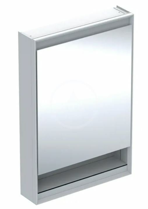 Zrkadlová skrinka s LED osvetlením, 600x900x150 mm, pánty vpravo, s nikou, hliník