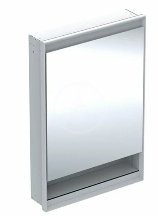 Zrkadlová skrinka s LED osvetlením, 600x900x150 mm, pánty vpravo, s nikou, vstavaná, hliník