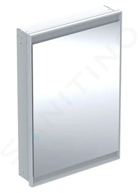 Zrkadlová skrinka s LED osvetlením, 600x900x150 mm, pánty vpravo, vstavaná, hliník