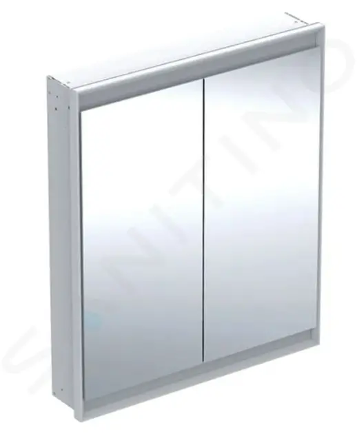 Zrkadlová skrinka s LED osvetlením, 750x900x150 mm, 2 dvierka, vstavaná, hliník