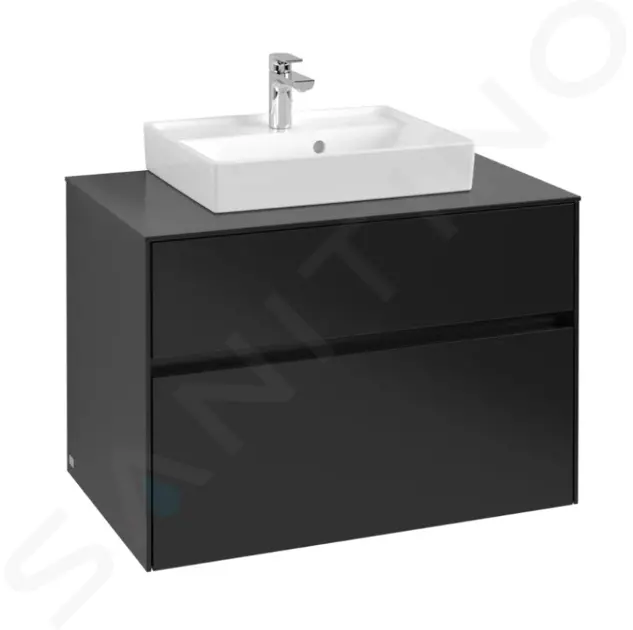 Umývadlová skrinka, 800x548x500 mm, 2 zásuvky, matná čierna