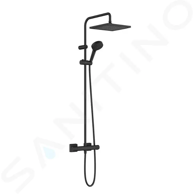 Sprchový set Showerpipe 240 s termostatom, 2 prúdy, EcoSmart, matná čierna