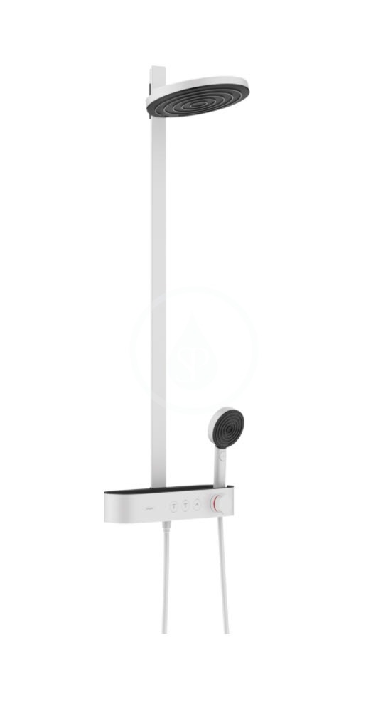 Sprchový set s termostatom, priemer 26 cm, 3 prúdy, matná biela