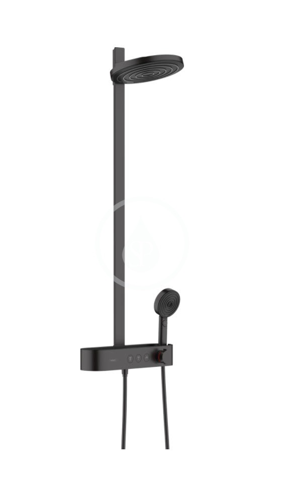 Sprchový set s termostatom, priemer 26 cm, 3 prúdy, EcoSmart, matná čierna