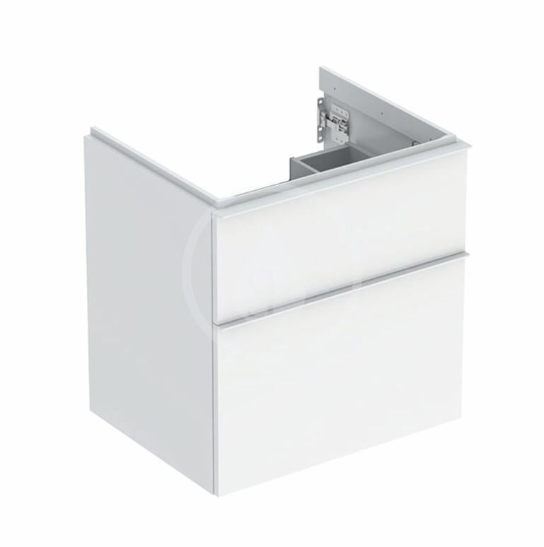 Umývadlová skrinka, 59x62x48 cm, 2 zásuvky, lesklá biela