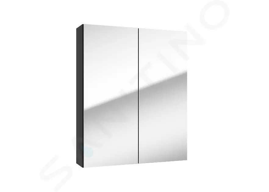 Zrkadlová skrinka, 60x73x15 cm, matná čierna