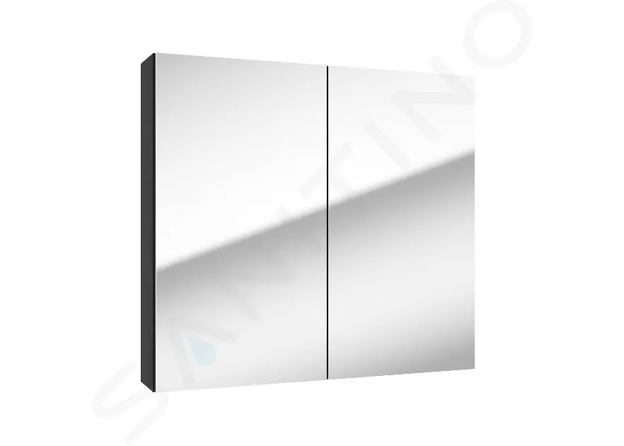 Zrkadlová skrinka, 80x73x15 cm, matná čierna
