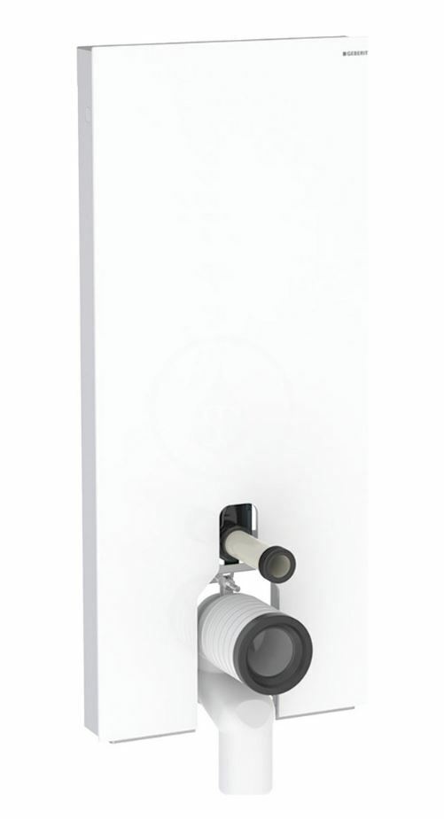 Sanitárny modul na stojace WC, 114 cm, spodný prívod vody, sklo/biela