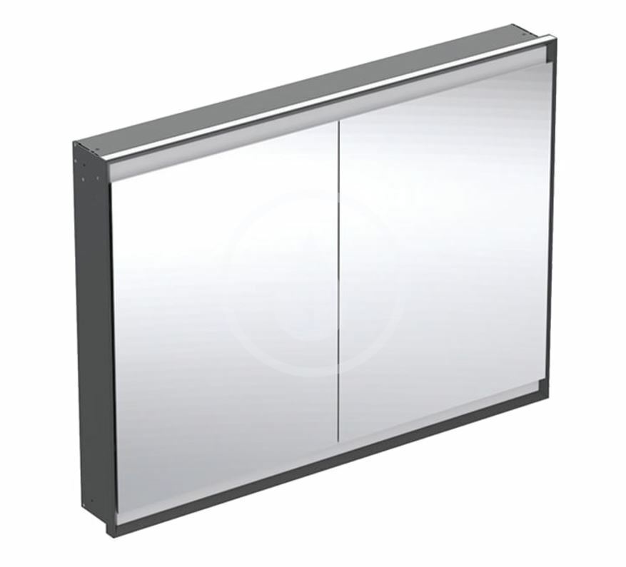 Zrkadlová skrinka s LED osvetlením, 1200x900x150 mm, 2 dvierka, vstavaná, matná čierna