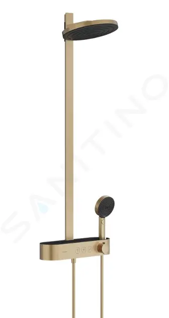 Sprchový set s termostatom, priemer 26 cm, 3 prúdy, EcoSmart, kefovaný bronz