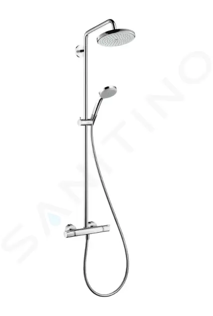 Sprchový set Showerpipe s termostatom, 220 mm, 4 prúdy, EcoSmart 9 l/min, chróm