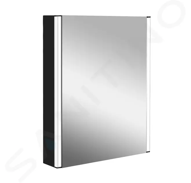 Zrkadlová skrinka s LED osvetlením, vyhrievaním a USB portom, 55x70x13 cm, matná čierna