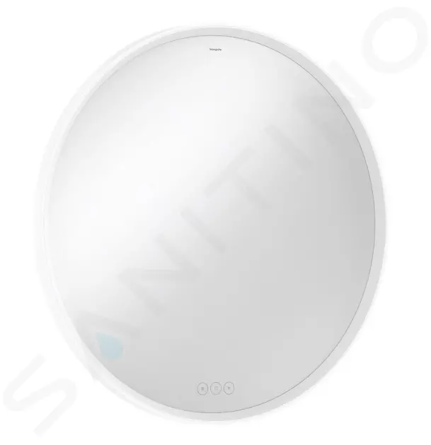 Zrkadlo s LED osvetlením a vyhrievaním, priemer 90 cm, dotykový senzor, matná biela