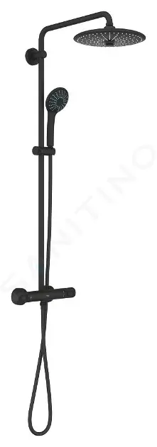 Sprchový set s termostatom, priemer 26 cm, 3 prúdy, phantom black